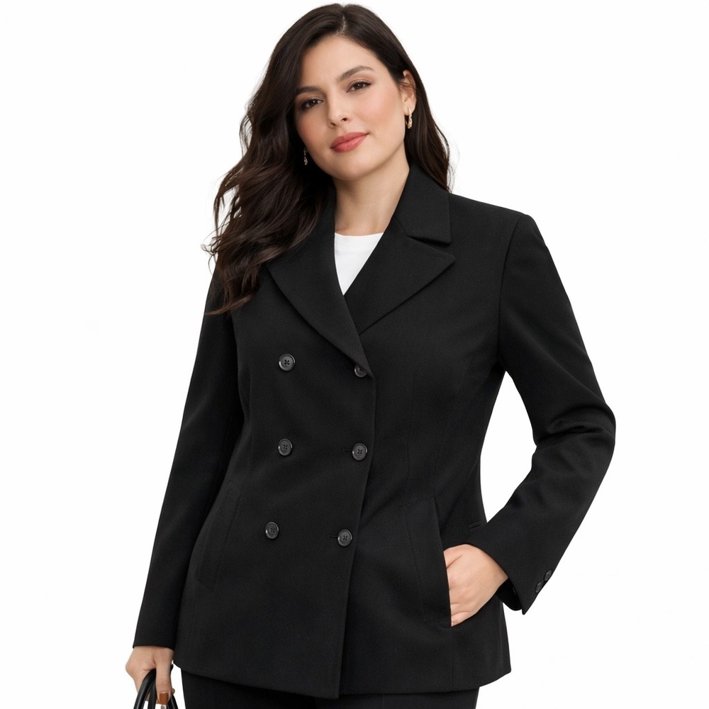 Banana Republic Made in Italy Wool Blazer Black‎ Double Breasted Size 6